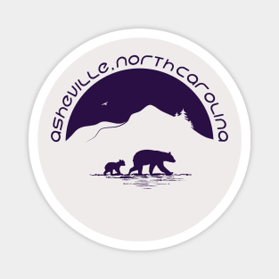 Momma Black Bear & Cubs - Asheville, NC - Purple 11 Magnet